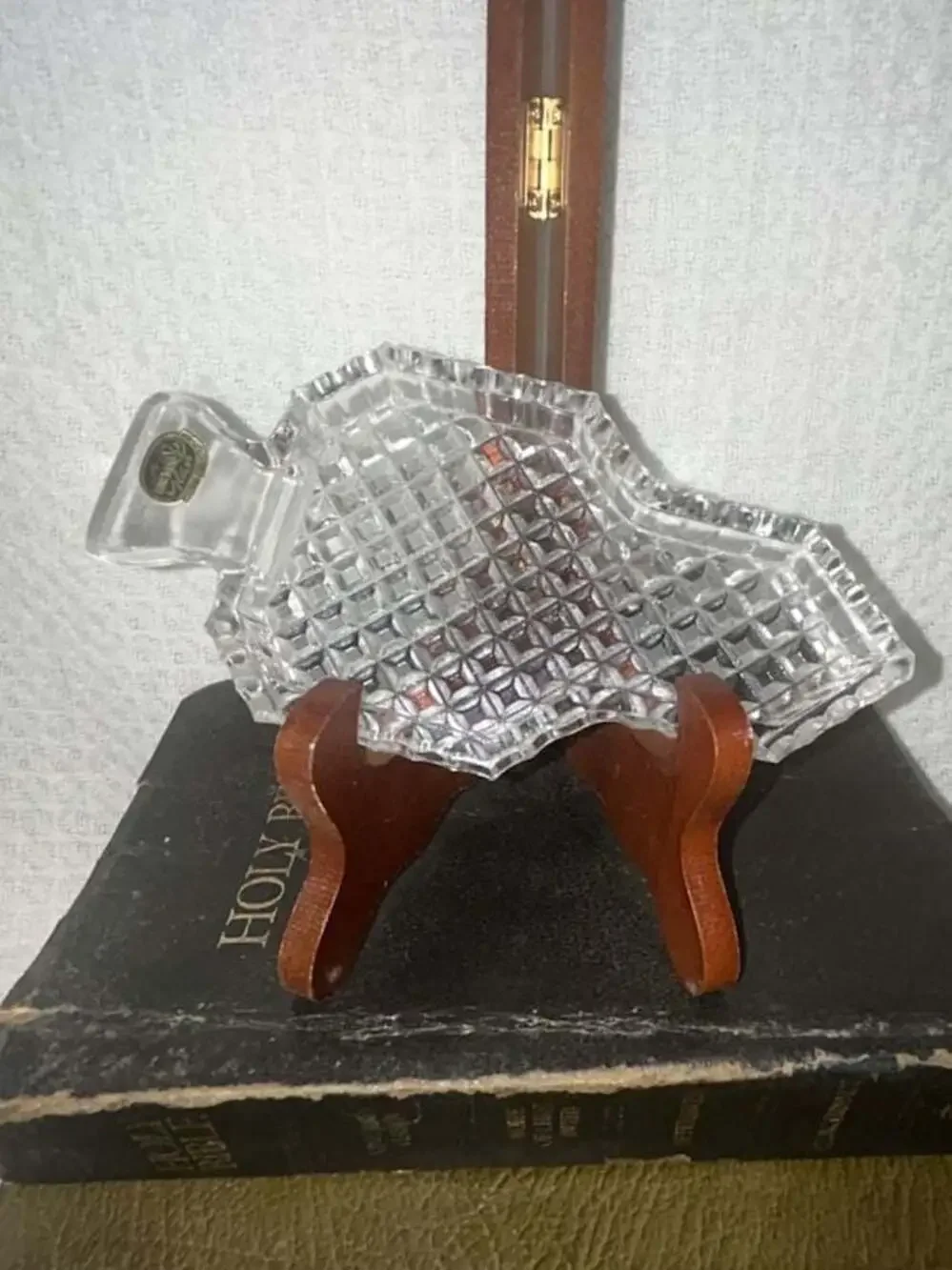 Vintage Bohemia Glass Lead Crystal Arrowhead Shape Trinket Dish